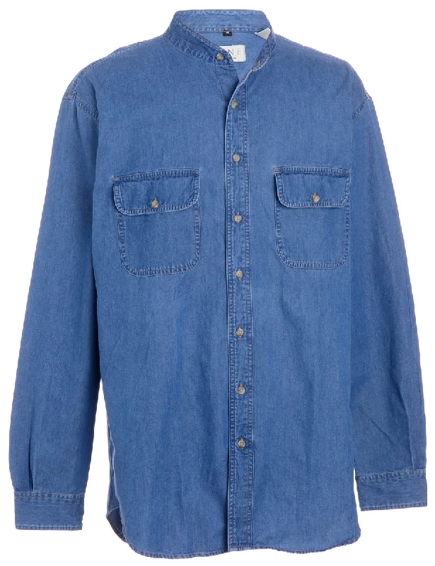 Label Charles Grandad Collar Denim Shirt