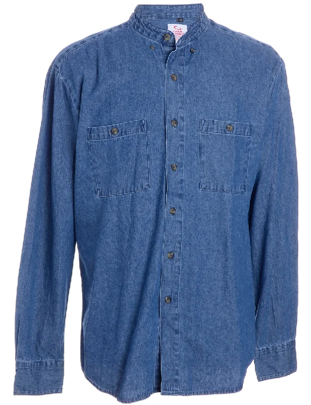 Label Charles Grandad Collar Denim Shirt