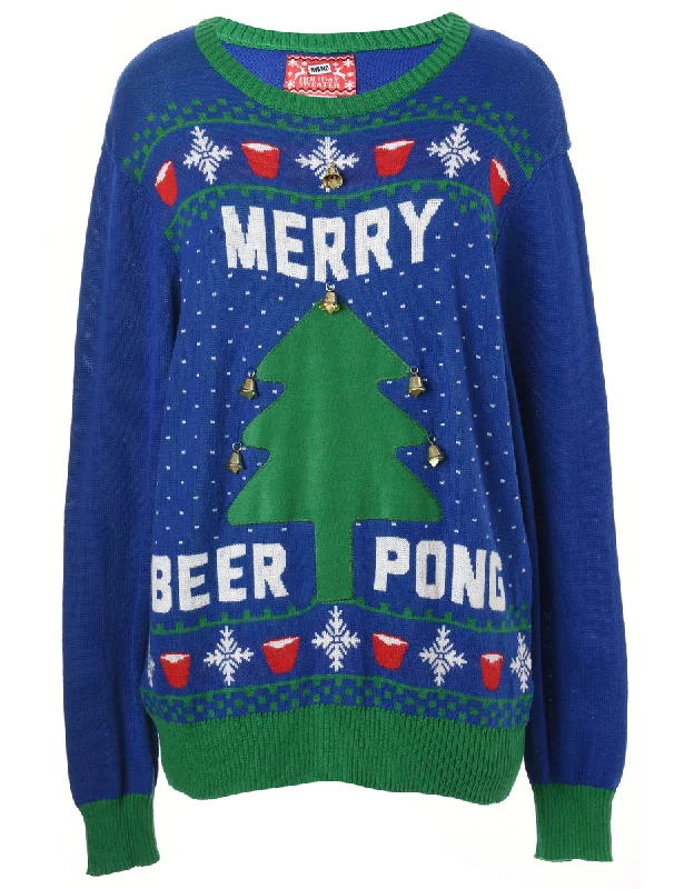 Label Christmas Jumper With Bells - L