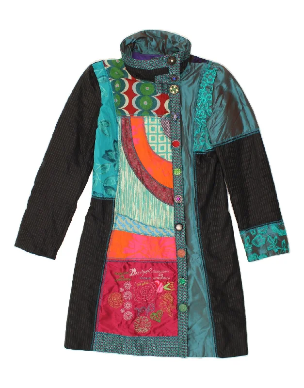 DESIGUAL Womens Abstract Pattern Overcoat EU 38 Medium Multicoloured