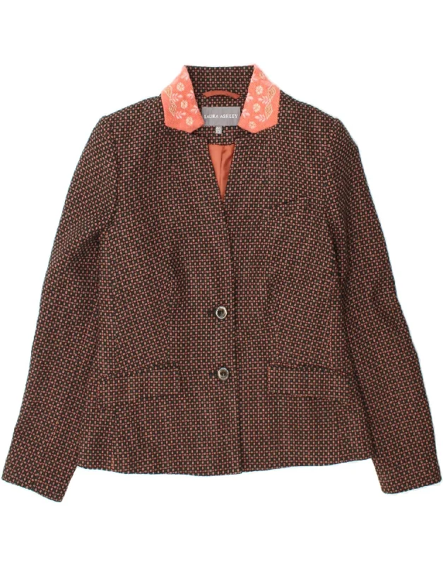 LAURA ASHLEY Womens Abstract Pattern Blazer Jacket UK 14 Large Brown