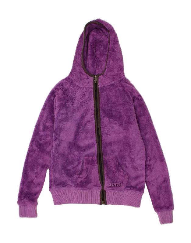 ANIMAL Womens Hooded Fleece Jacket UK 12 Medium  Purple Polyester