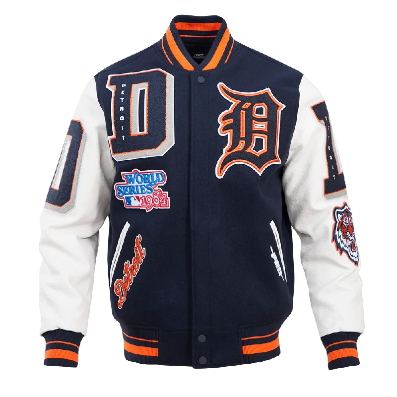 MLB DETROIT TIGERS MASHUP MEN'S RIB WOOL VARSITY JACKET (MIDNIGHT NAVY/WHITE)