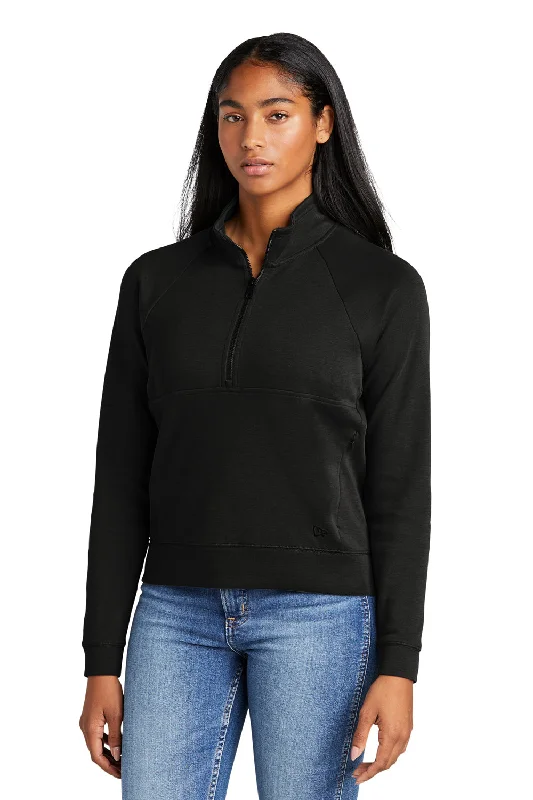 New Era Womens STS 1/4 Zip Sweatshirt w/ Pouch Pocket - Black