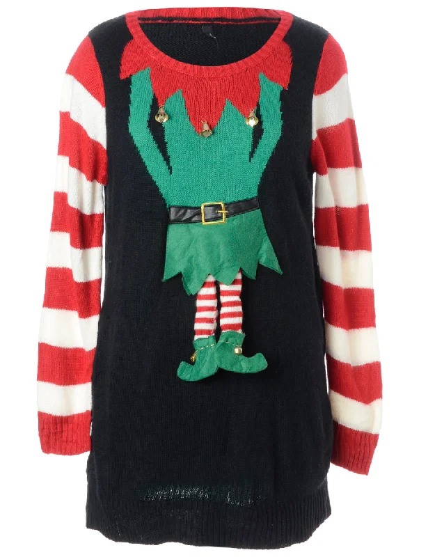 Label Christmas Jumper With Bells