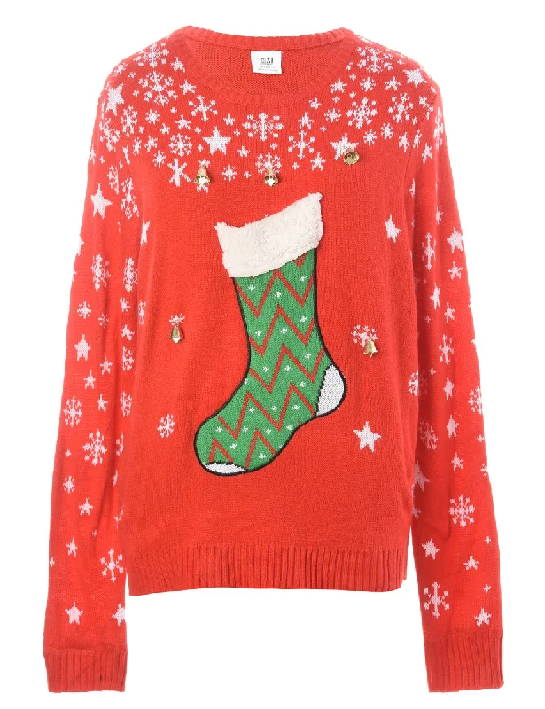 Label Christmas Jumper With Bells - XL