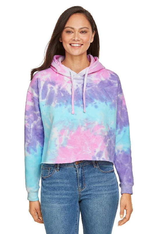 Tie-Dye Womens Cropped Hooded Sweatshirt Hoodie - Cotton Candy