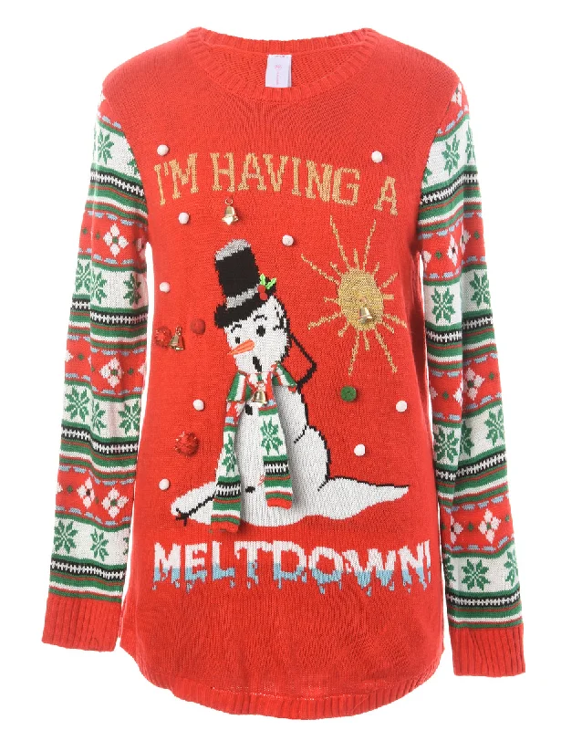 Label Christmas Jumper With Bells - M