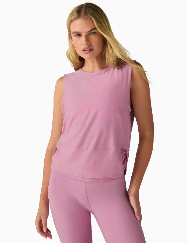 Featherweight Side Note Twist Tank - Pink Haze Heather