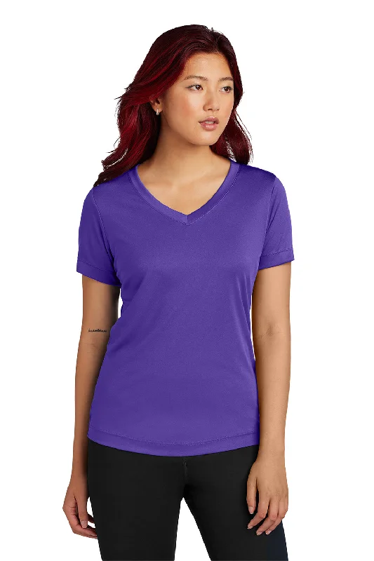 Sport-Tek Womens Competitor Moisture Wicking Short Sleeve V-Neck T-Shirt - Purple