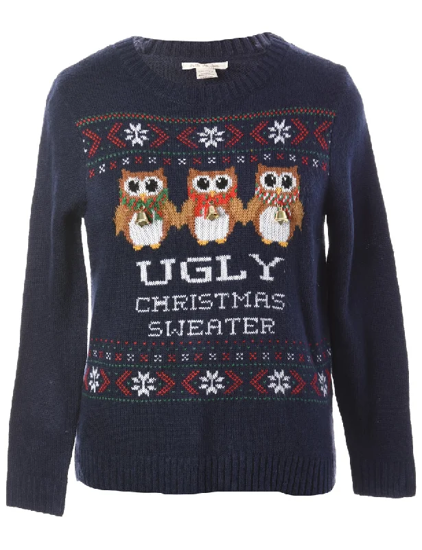 Label Christmas Jumper With Bells - M