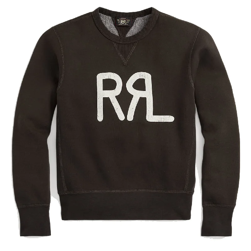 RRL by Ralph Lauren Womens Logo Cotton-Blend Fleece Sweatshirt Faded Black / White