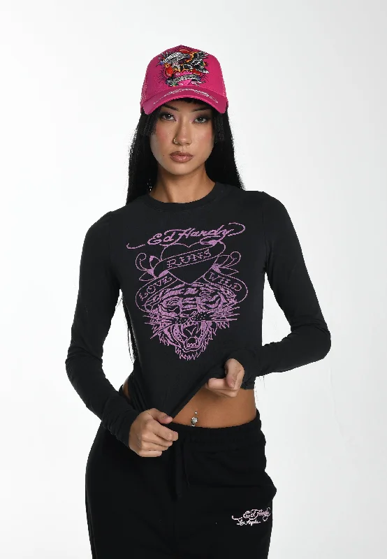 Womens Love Runs Wild Long sleeve T-Shirt - Charcoal