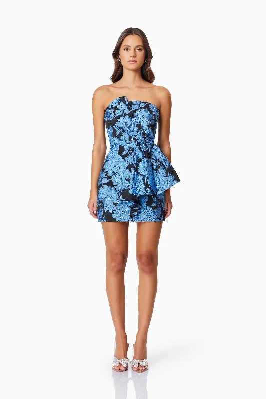 Kayla Strapless Party Mini Dress In Blue