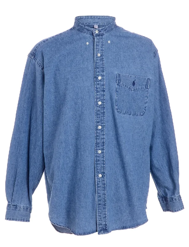 Label Charles Grandad Collar Denim Shirt