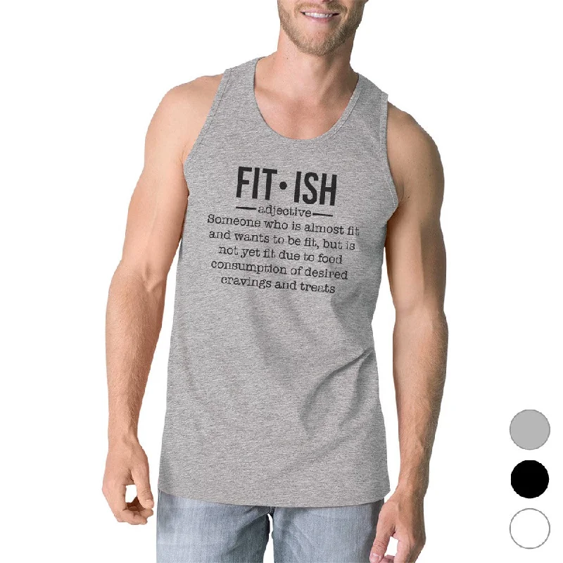 Fit-ish Mens Funny Workout Cotton Gym Tank Top Unique Graphic Tanks