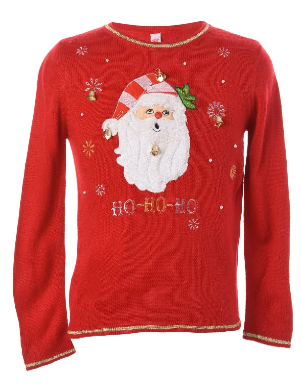 Label Christmas Jumper With Bells - M