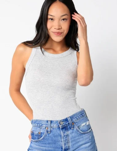 Ribbed Scoop Neck Tank Top