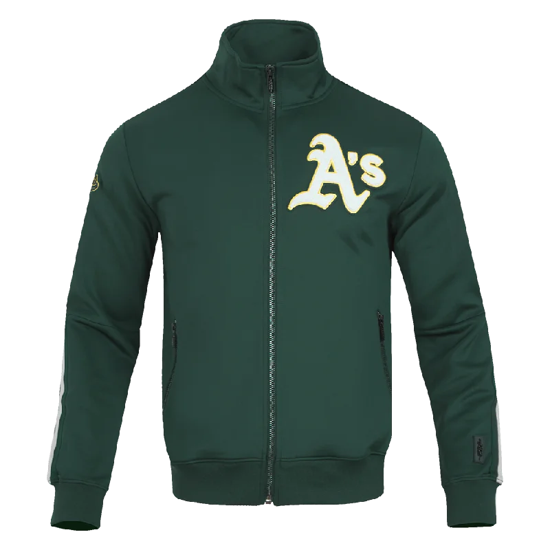 MLB OAKLAND ATHLETICS CLASSIC MEN'S DOUBLE KNIT TRACK JACKET (FOREST GREEN)