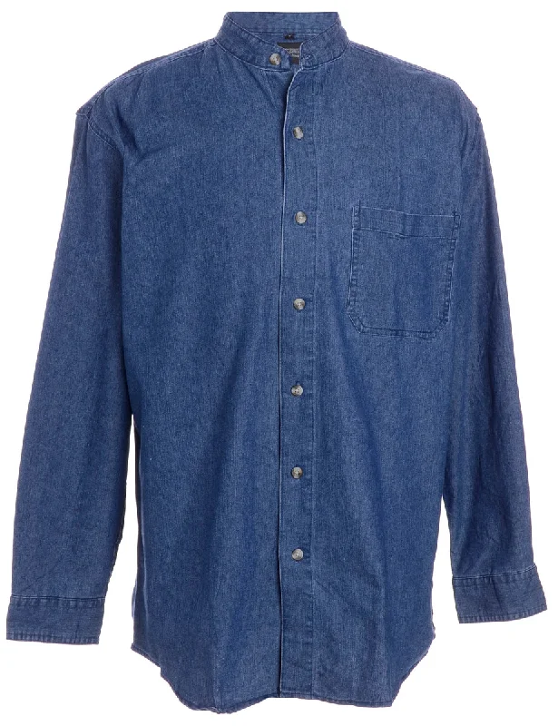 Label Charles Grandad Collar Denim Shirt