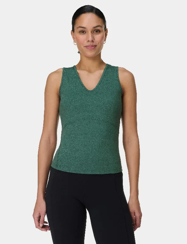 Gaia V-Neck Tank - Glade Green Marl