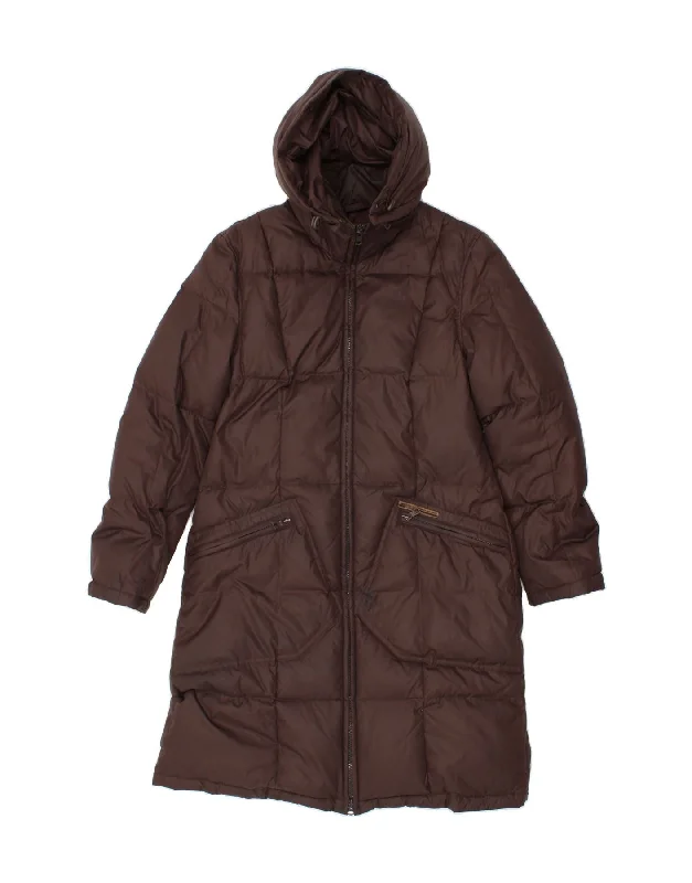 GAS Womens Hooded Padded Coat UK 12 Medium Brown Polyamide