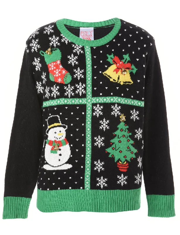 Label Christmas Jumper With Bells - L