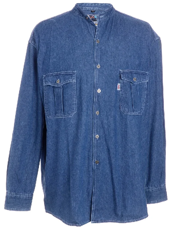 Label Charles Grandad Collar Denim Shirt