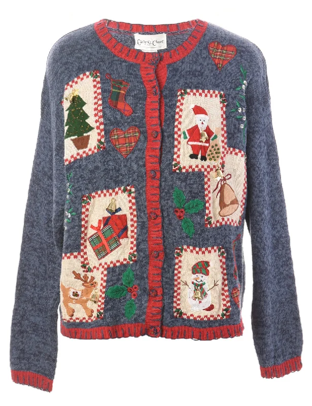 Label Christmas Cardigan With Bells - L