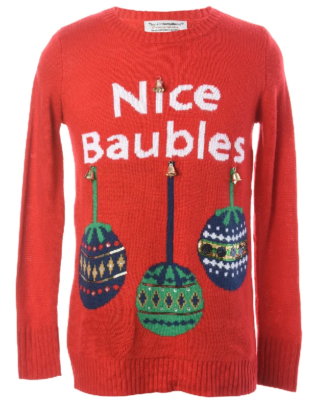 Label Christmas Jumper With Bells - S