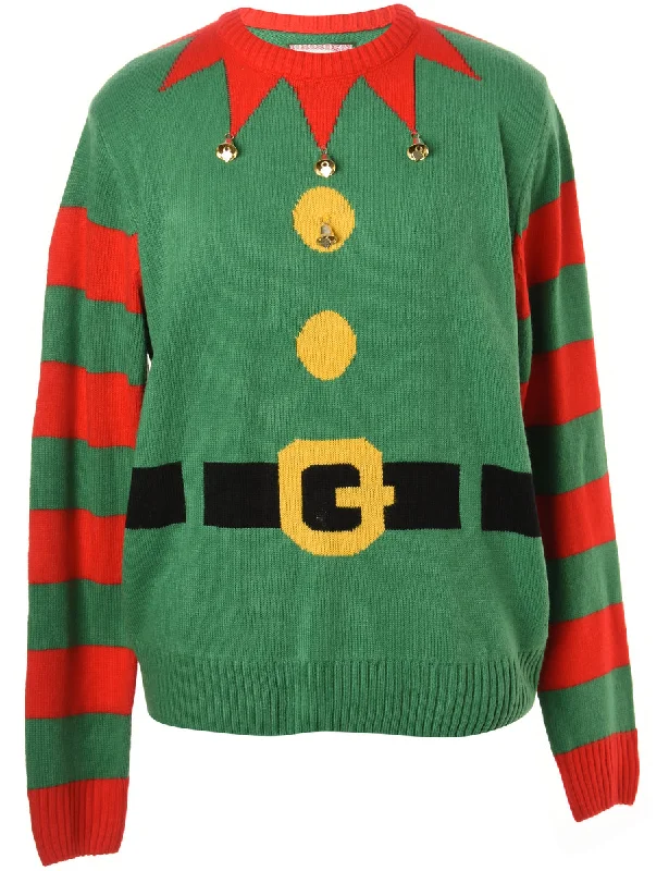 Label Christmas Jumper With Bells - XL